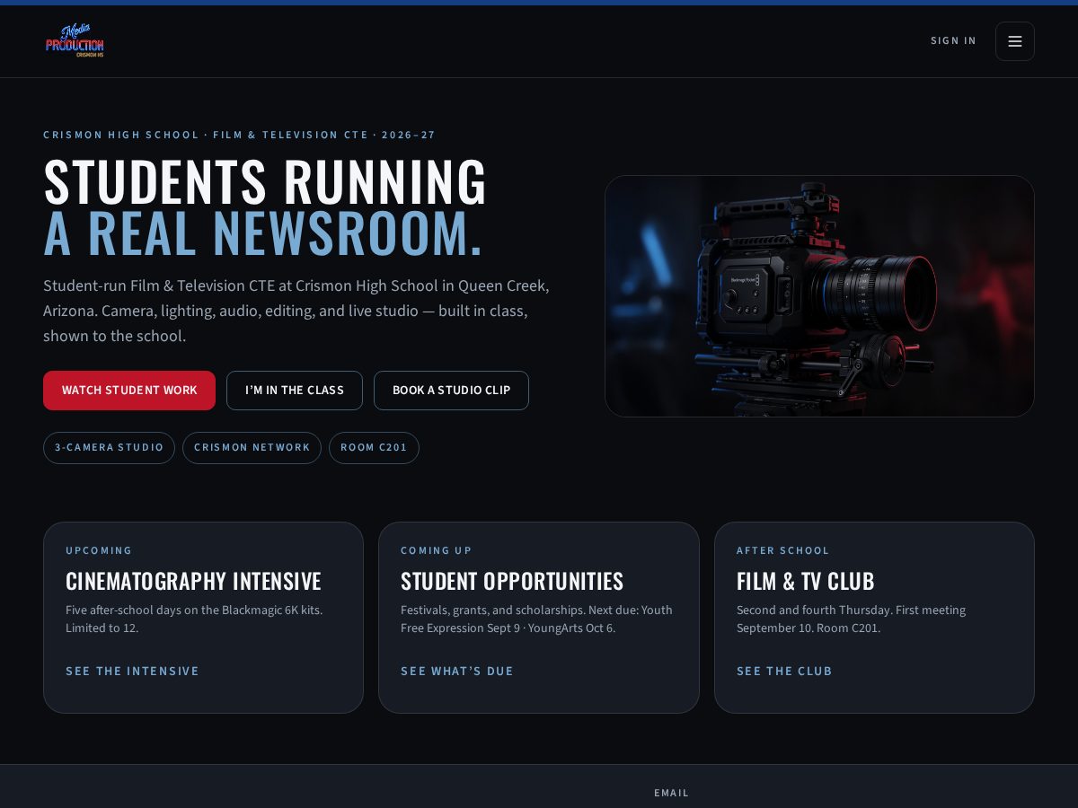 Landing-page snapshot of crismontv.com
