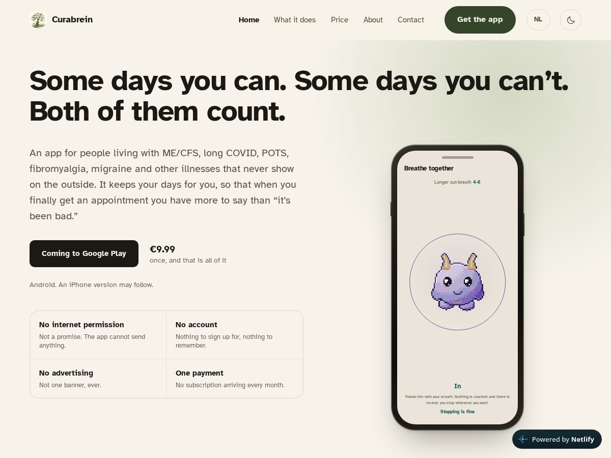 Landing-page snapshot of curabrein.com