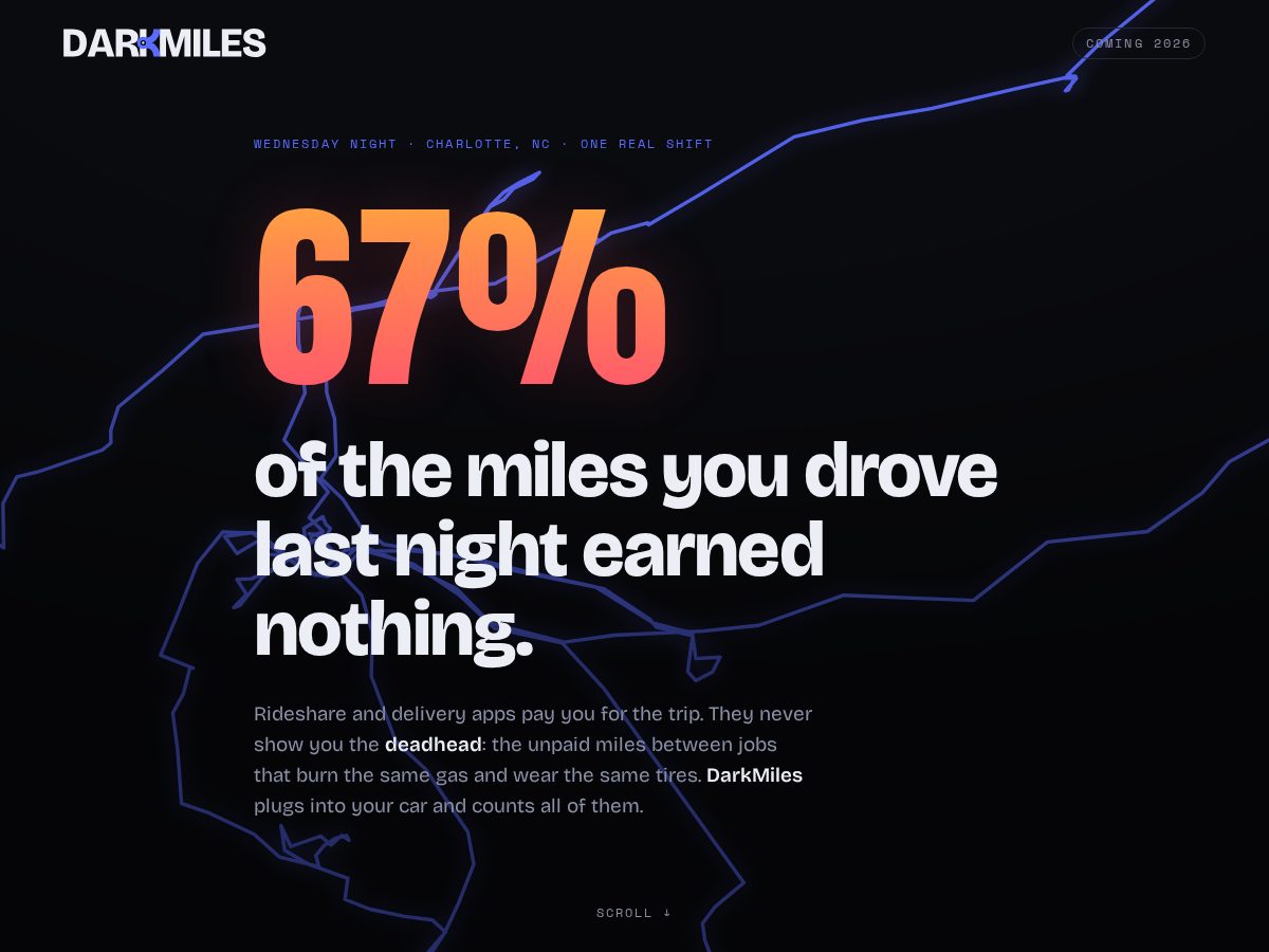 Landing-page snapshot of darkmiles.app