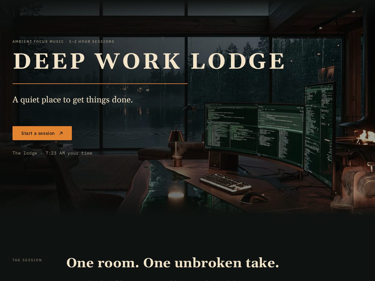 Landing-page snapshot of deepworklodge.com