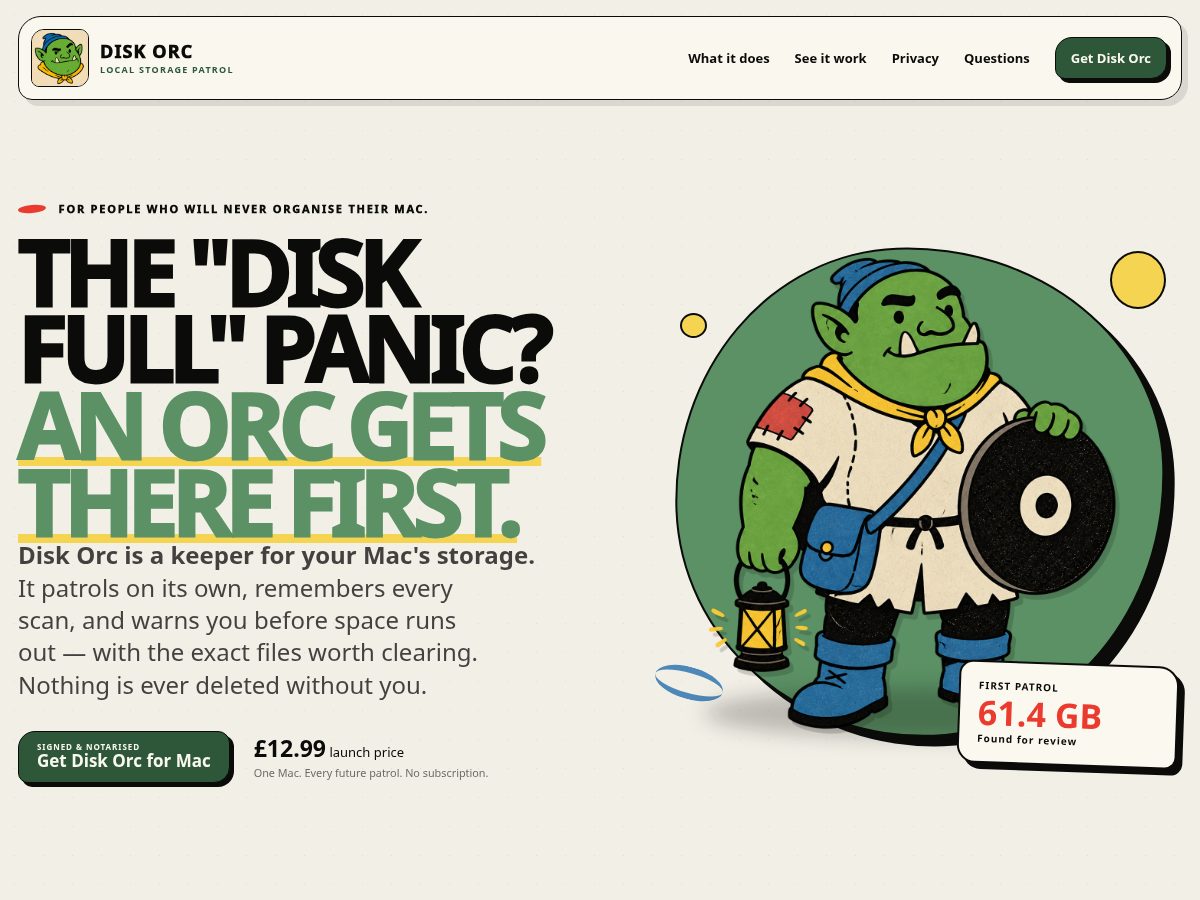 Landing-page snapshot of diskorc.com