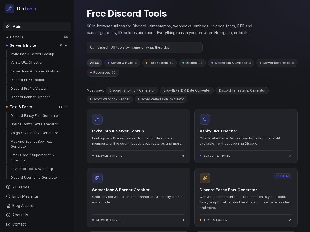 Landing-page snapshot of distools.net