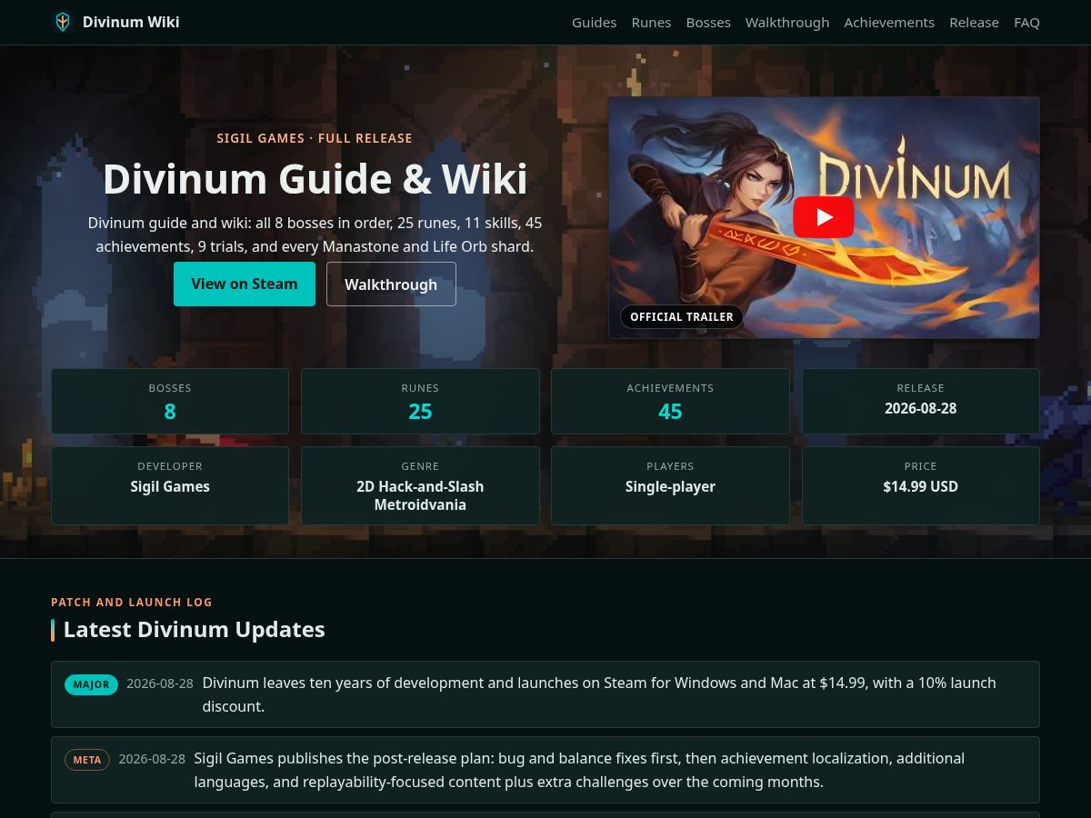 Landing-page snapshot of divinumguide.wiki