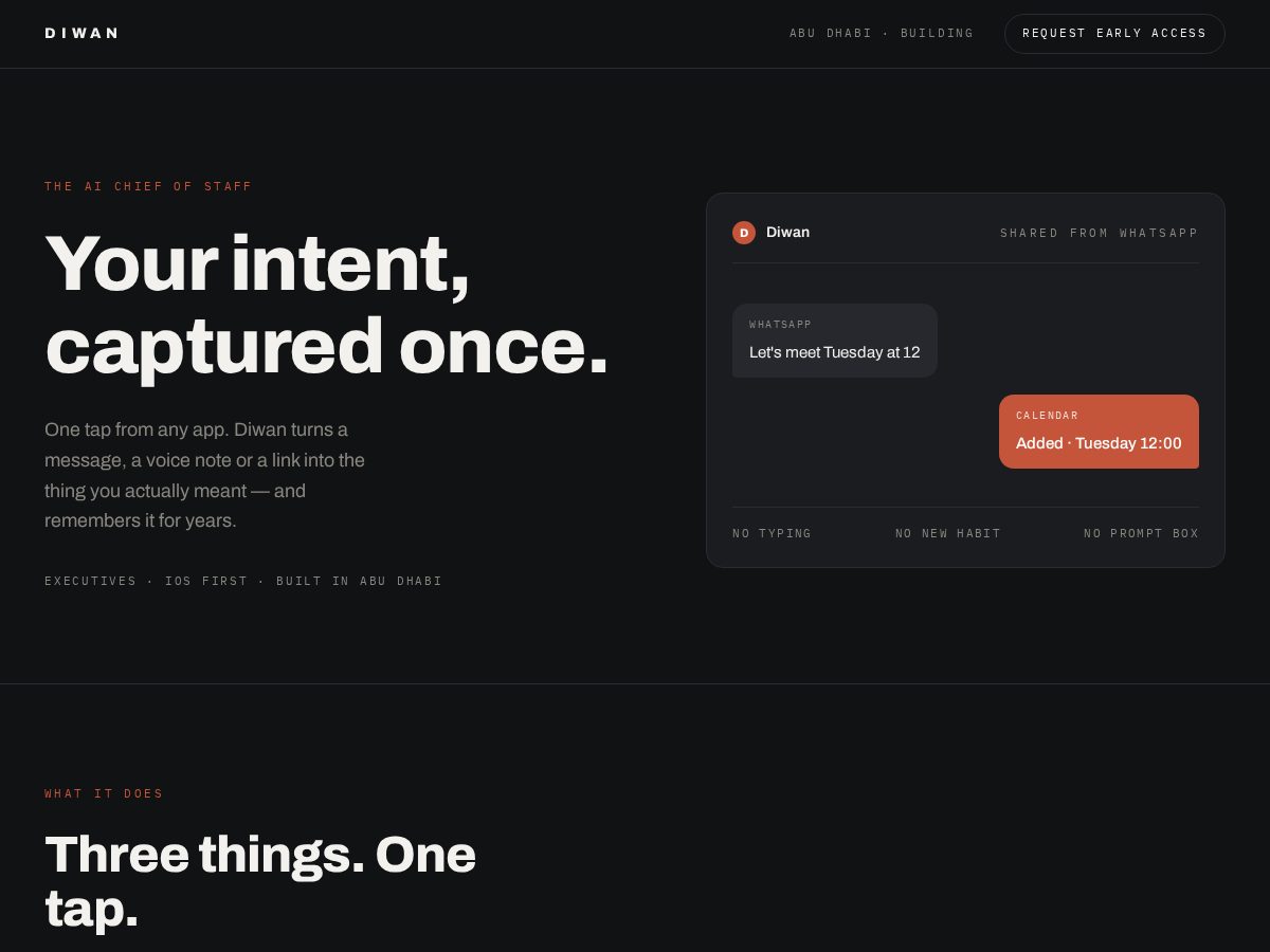 Landing-page snapshot of diwan-ai.com