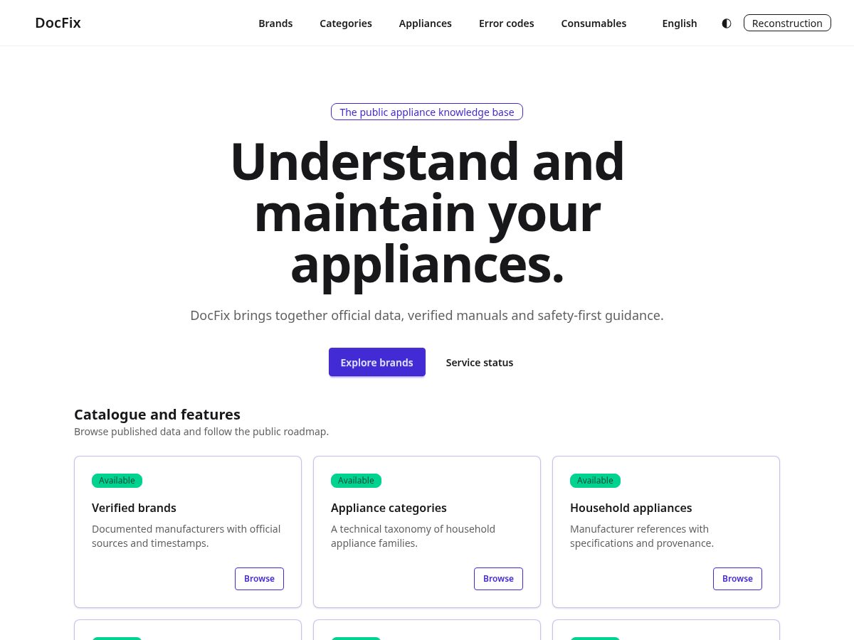 Landing-page snapshot of docfix.day