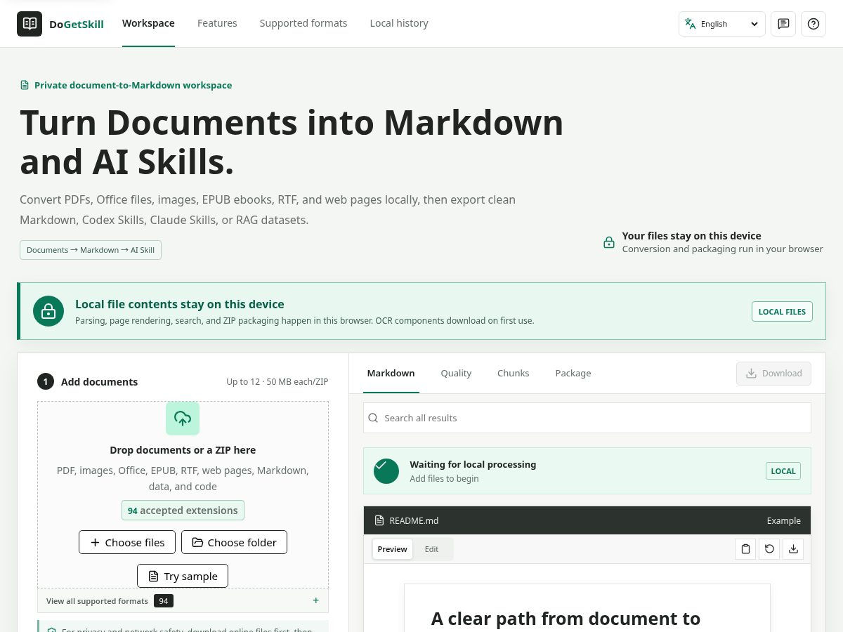 Landing-page snapshot of dogetskill.com