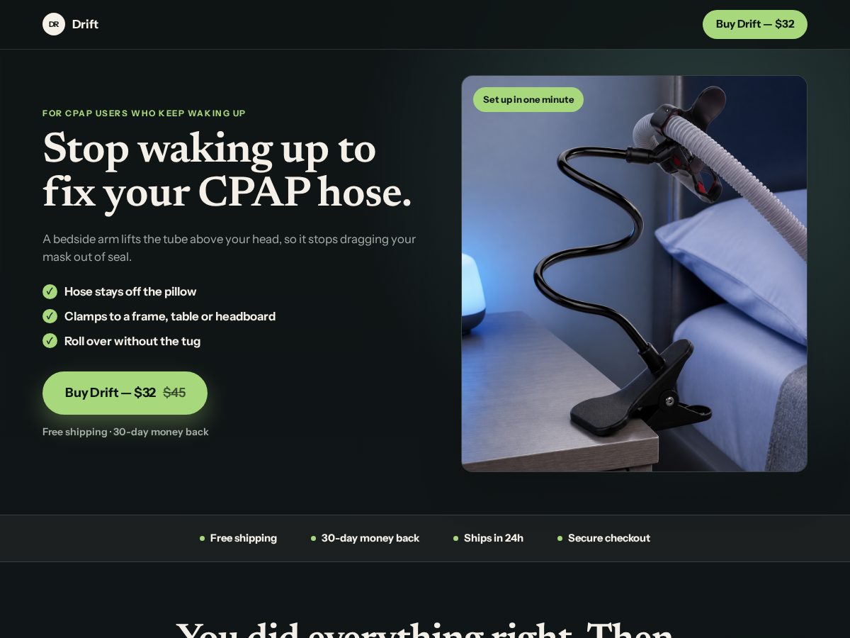 Landing-page snapshot of driftcpapholder.com