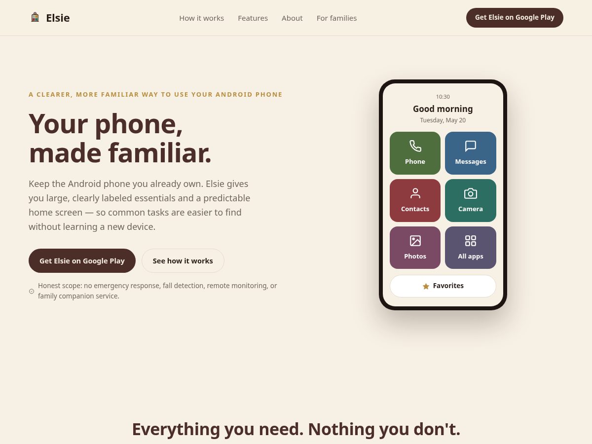 Landing-page snapshot of elsiefamily.com