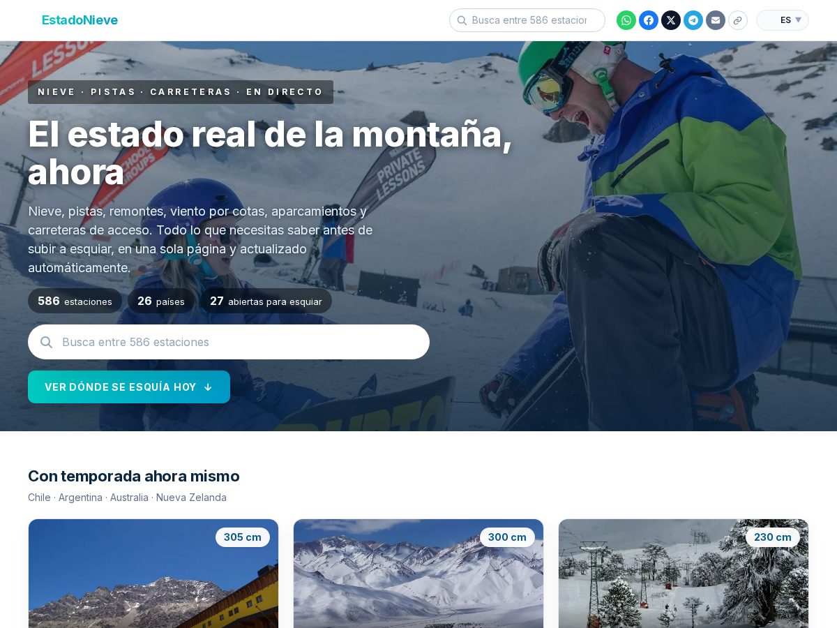 Landing-page snapshot of estadonieve.com