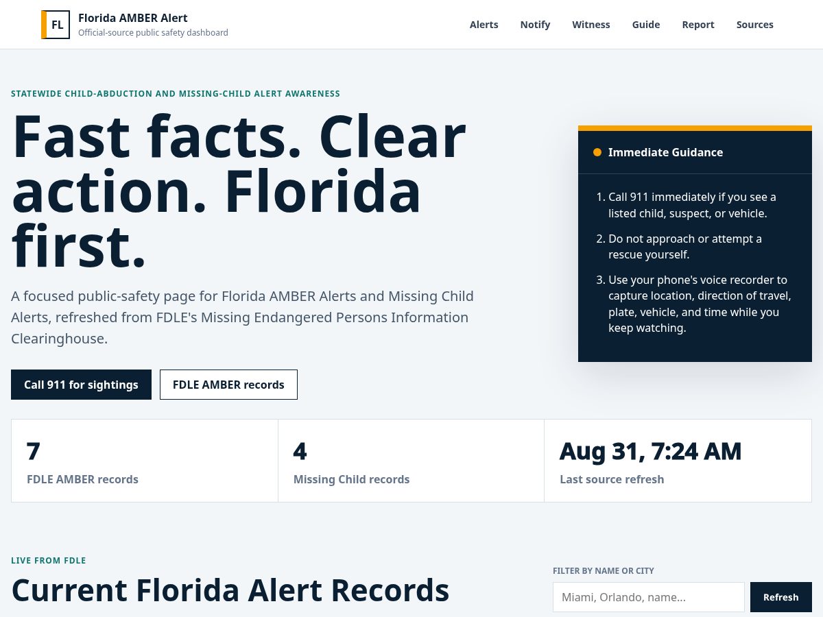 Landing-page snapshot of flamberalert.org