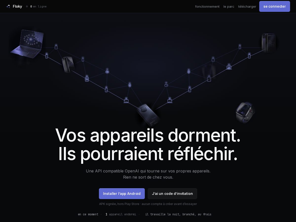 Landing-page snapshot of floky.dev