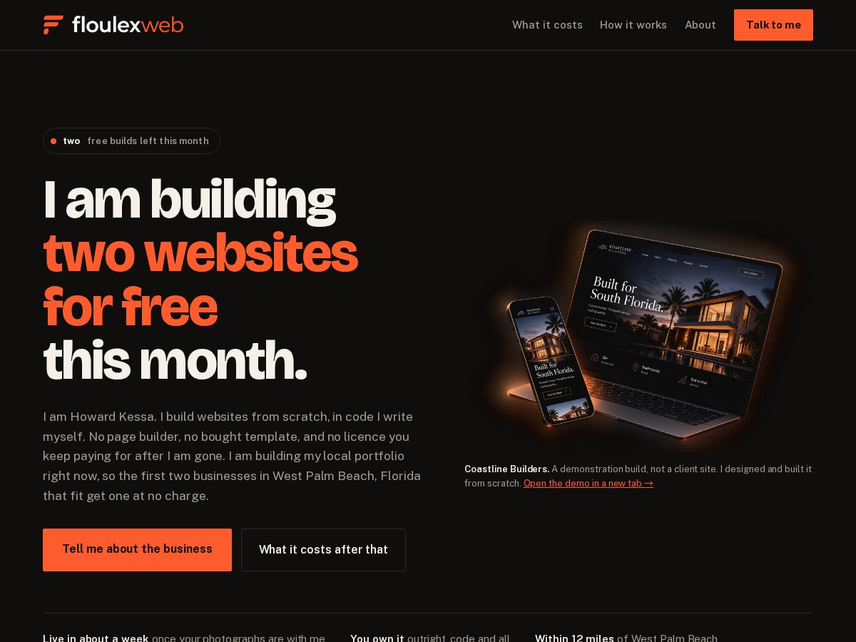 Landing-page snapshot of floulexweb.com