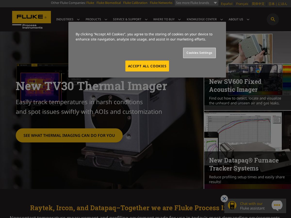Landing-page snapshot of flukesprocessinstrument.com