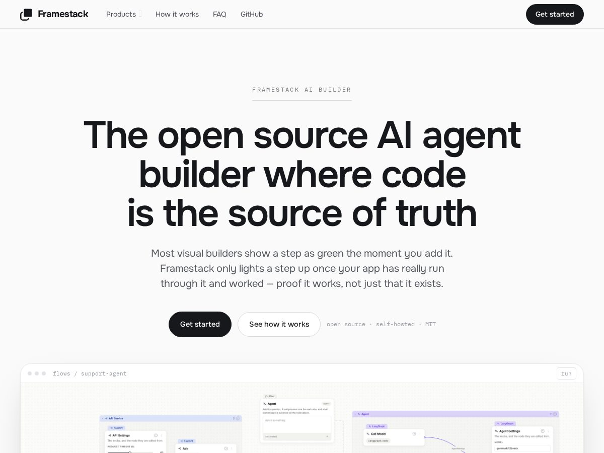 Landing-page snapshot of framestackai.com