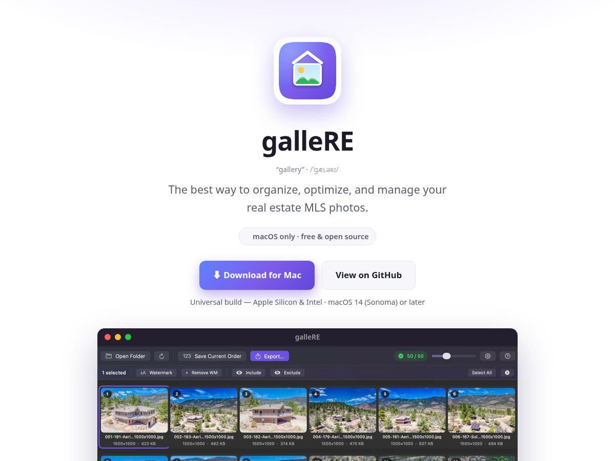 Landing-page snapshot of gallere.app