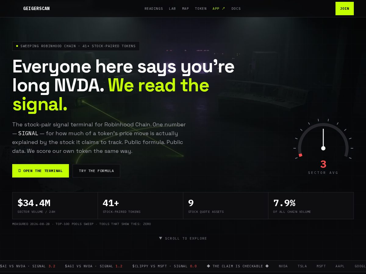 Landing-page snapshot of geigerscan.xyz