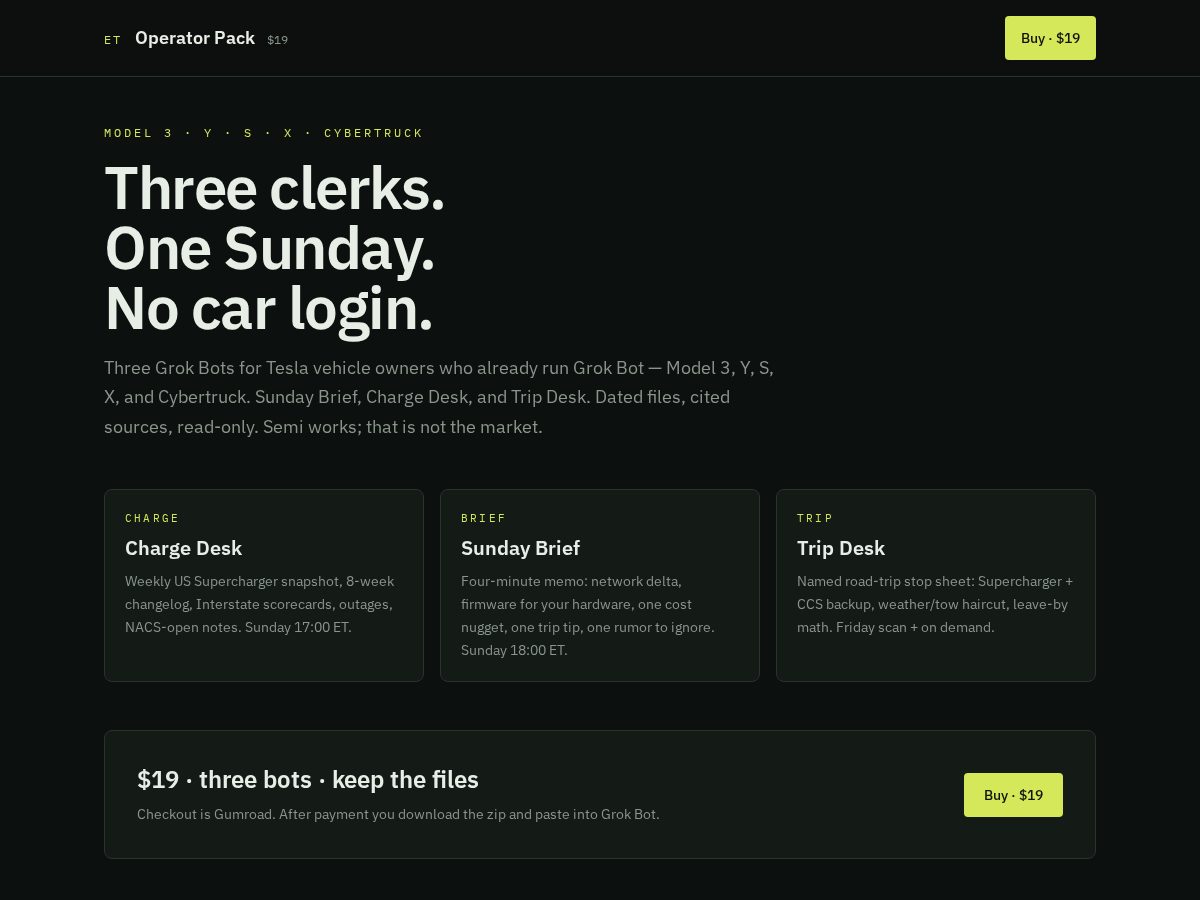Landing-page snapshot of getoperatorpack.com