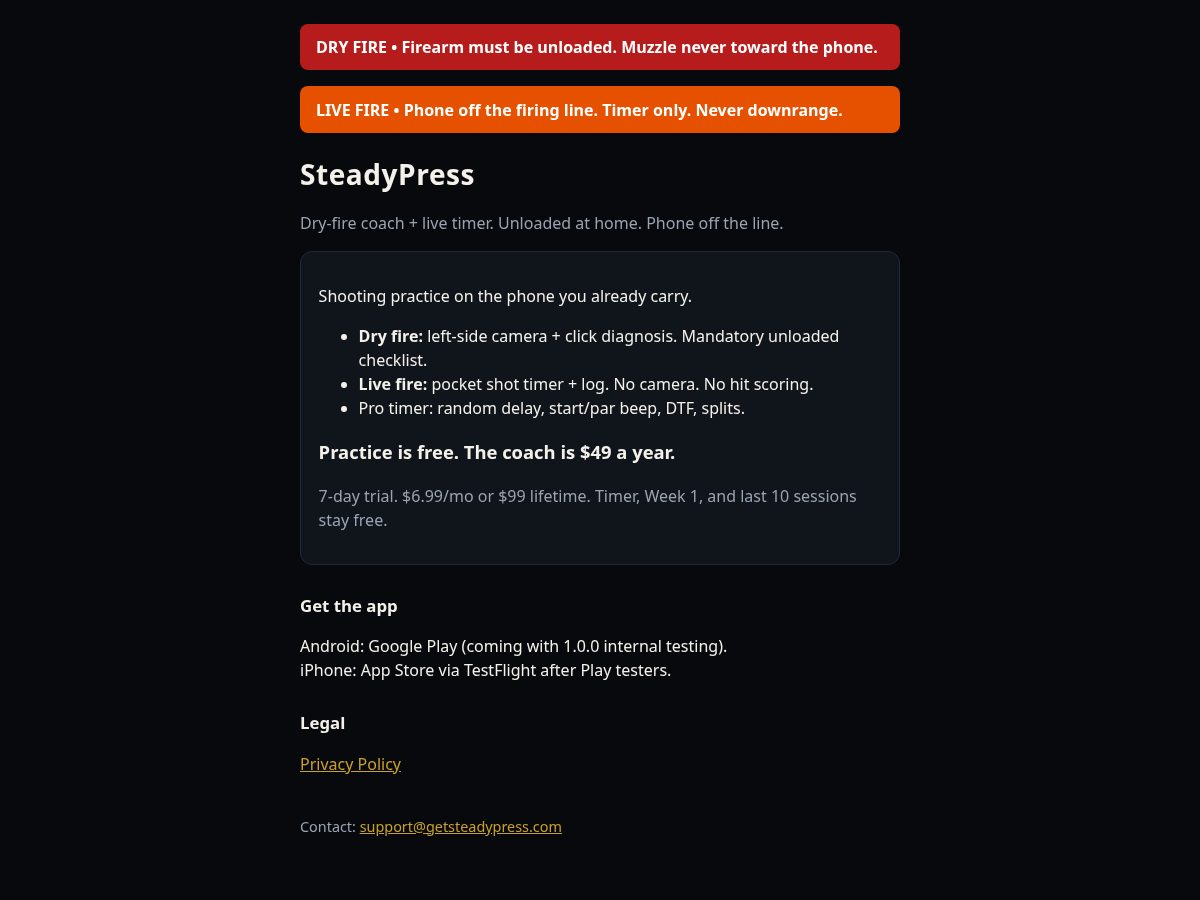 Landing-page snapshot of getsteadypress.com