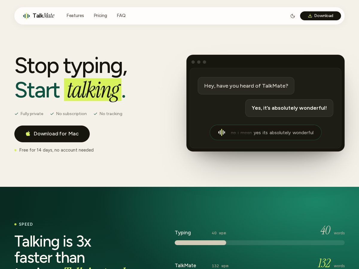 Landing-page snapshot of gettalkmate.com