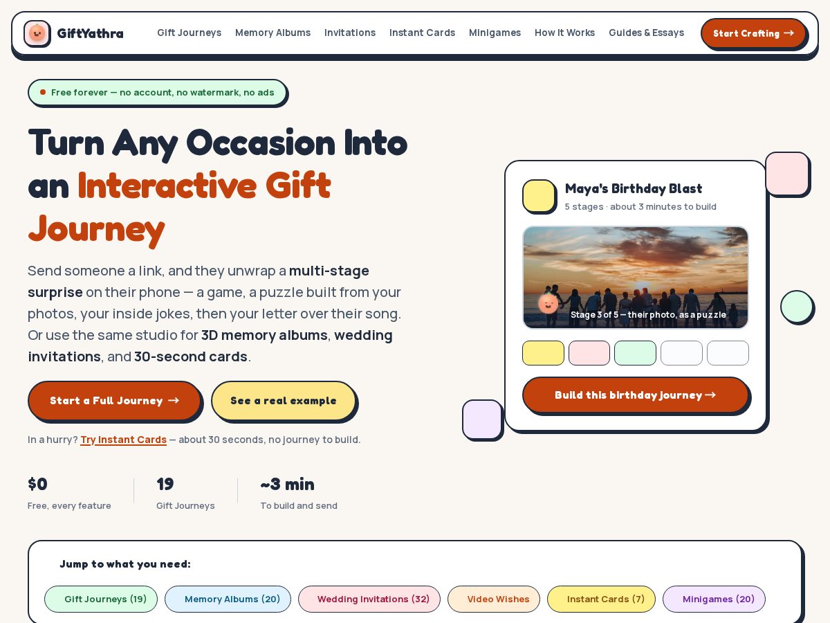 Landing-page snapshot of giftyathra.com