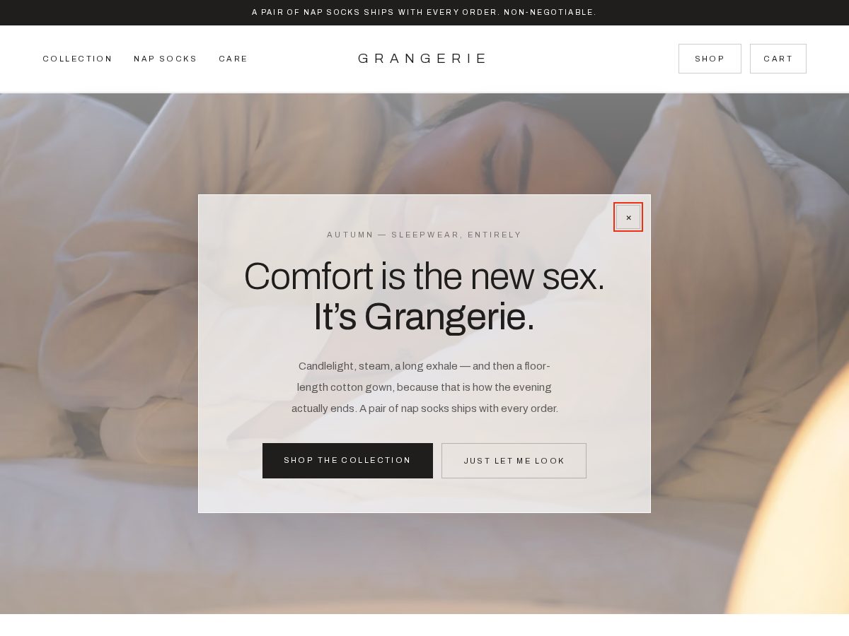 Landing-page snapshot of grangerie.com