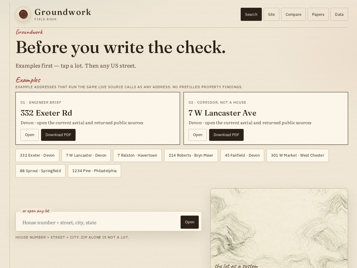 Landing-page snapshot of groundwork.page