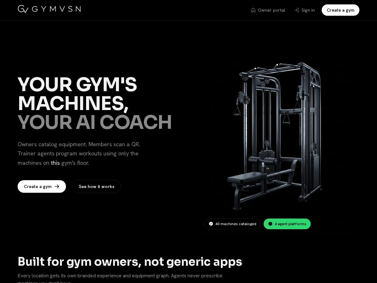 Landing-page snapshot of gymvsn.com