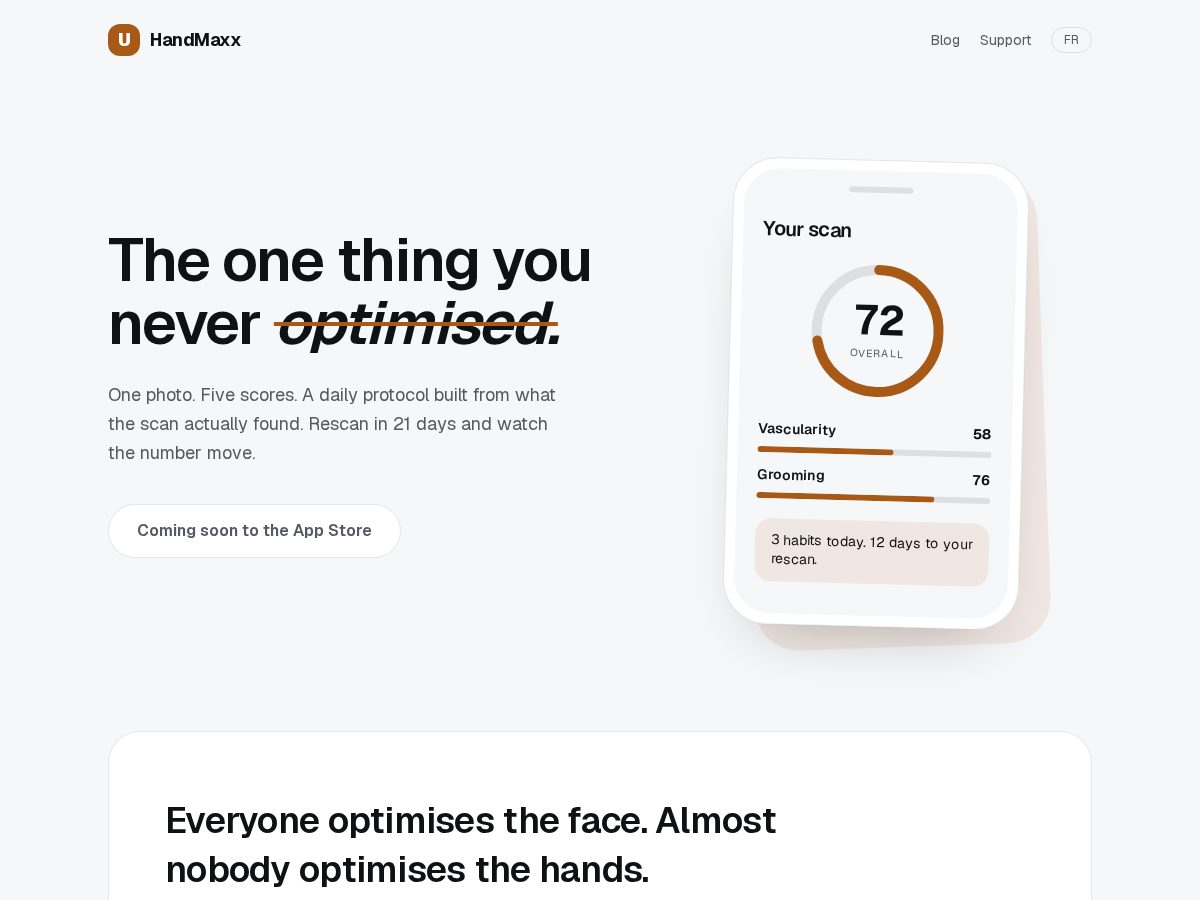 Landing-page snapshot of handmaxx.com
