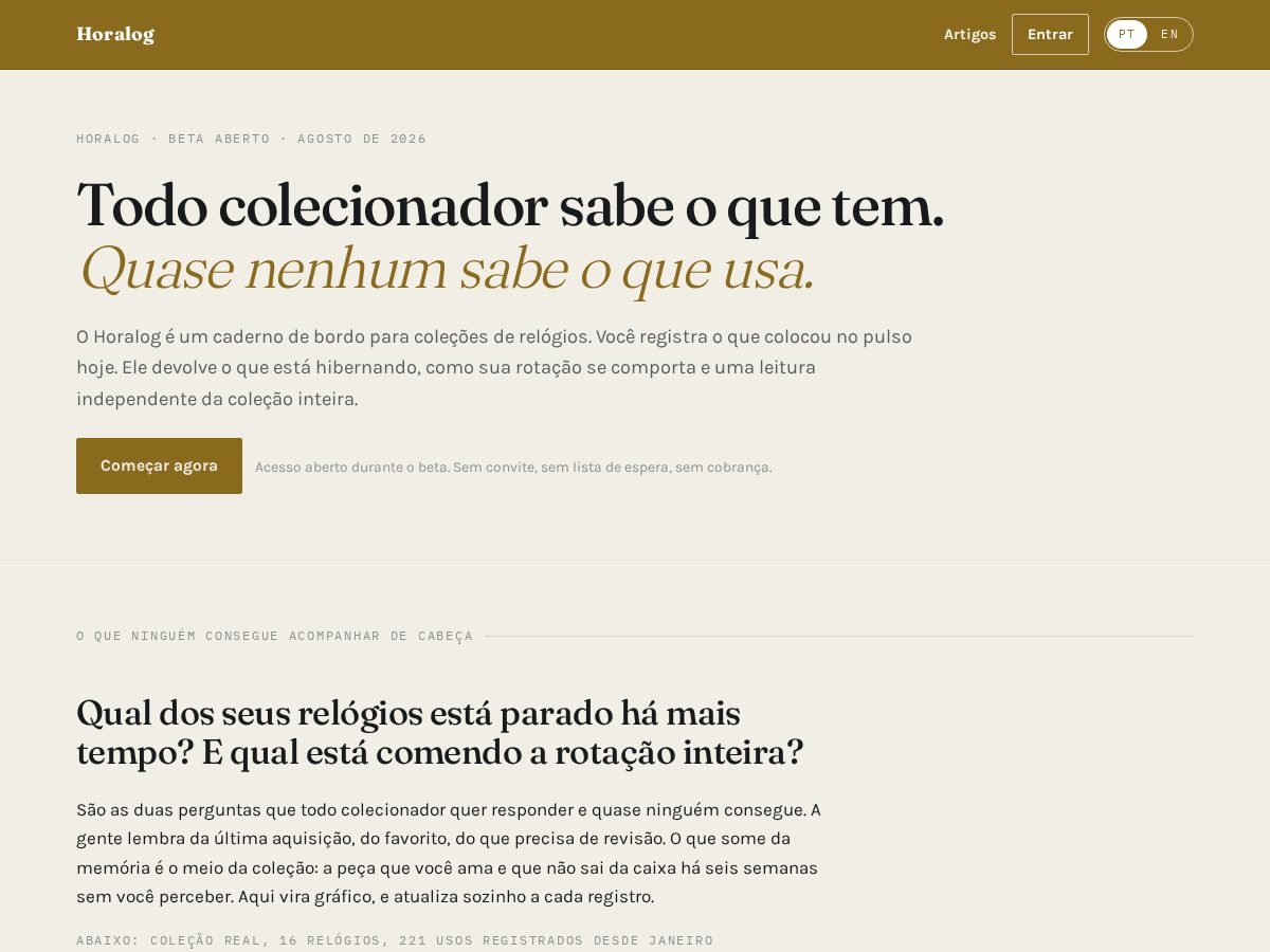 Landing-page snapshot of horalog.app