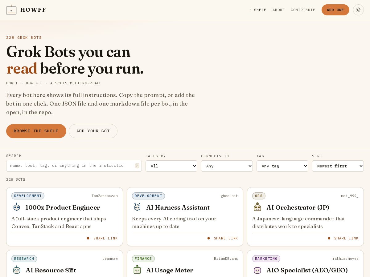 Landing-page snapshot of howff.dev