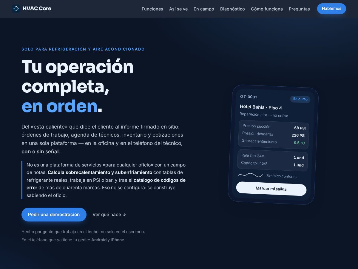 Landing-page snapshot of hvaccore.app