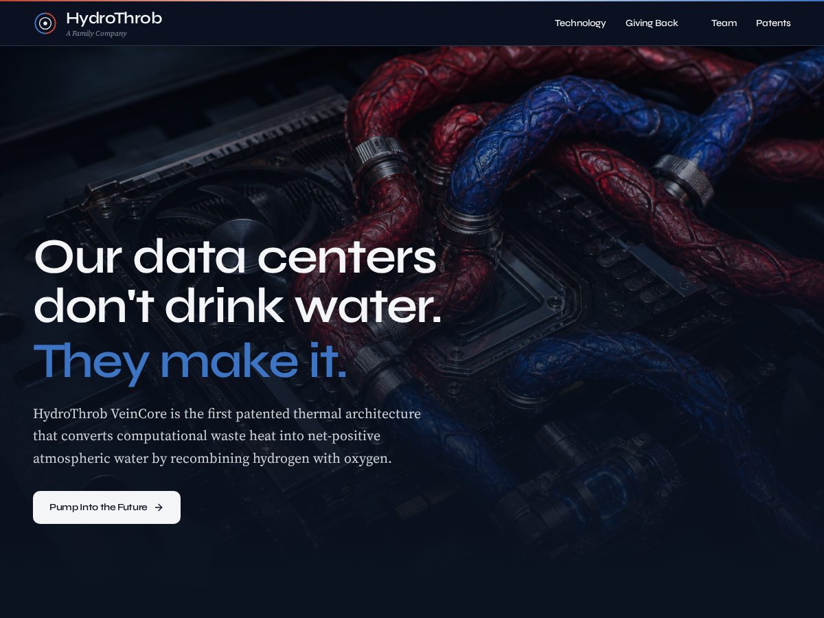 Landing-page snapshot of hydrothrob.com