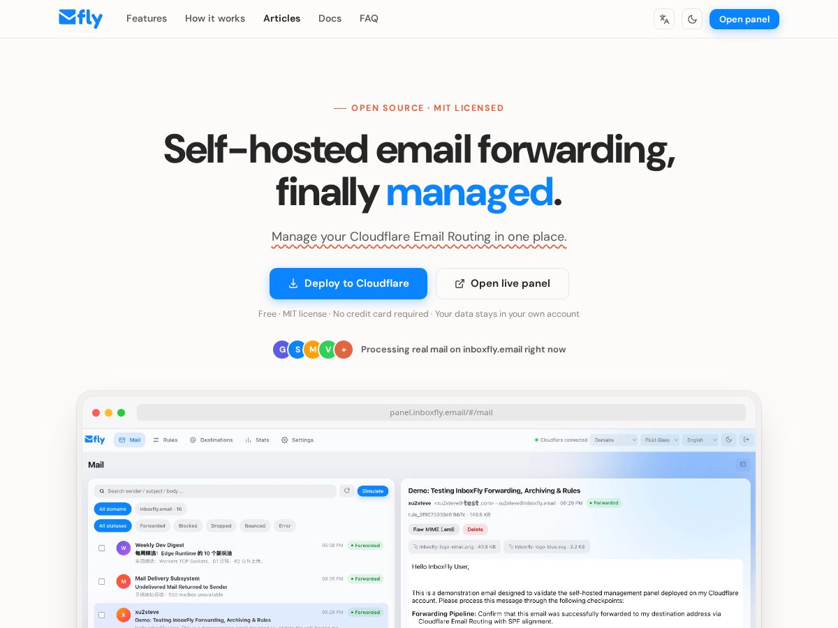 Landing-page snapshot of inboxfly.email