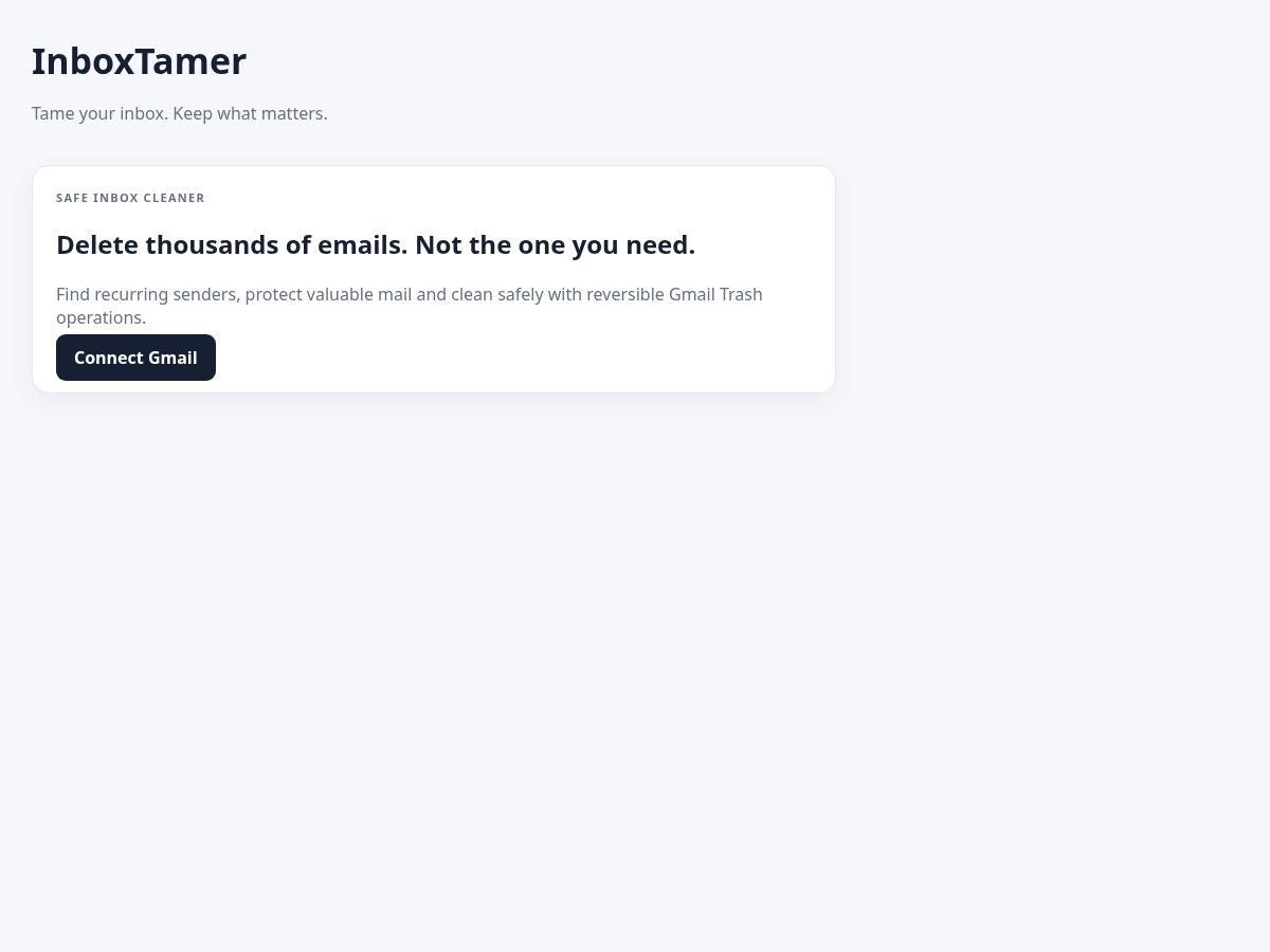 Landing-page snapshot of inboxtamer.com