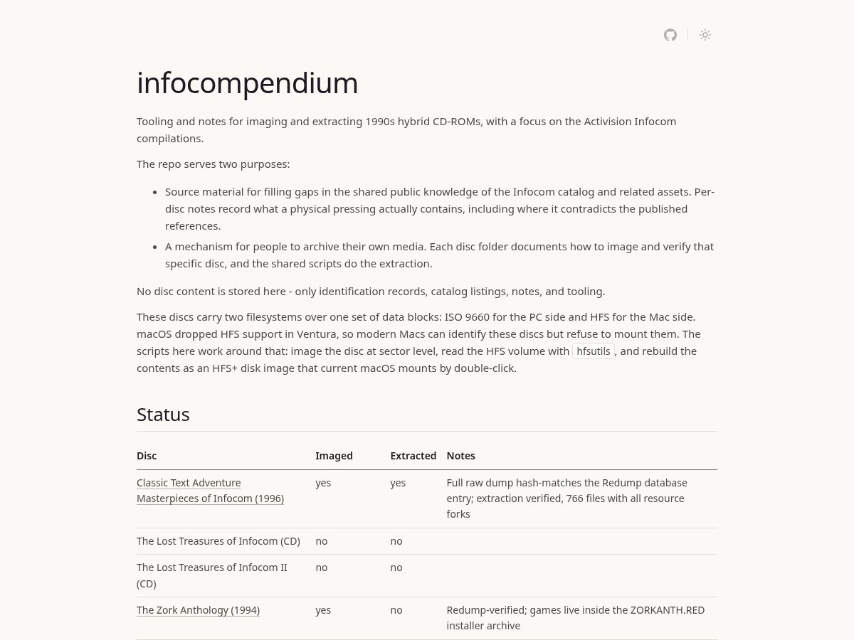 Landing-page snapshot of infocompendium.org