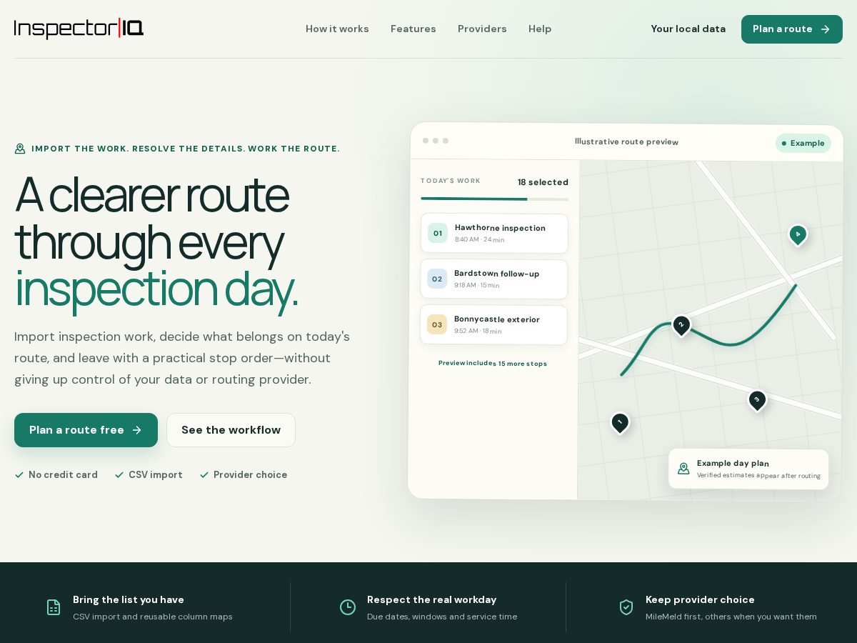Landing-page snapshot of inspectoriq.work