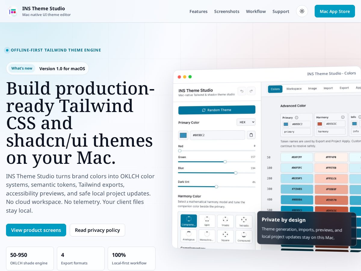 Landing-page snapshot of insthemestudio.app
