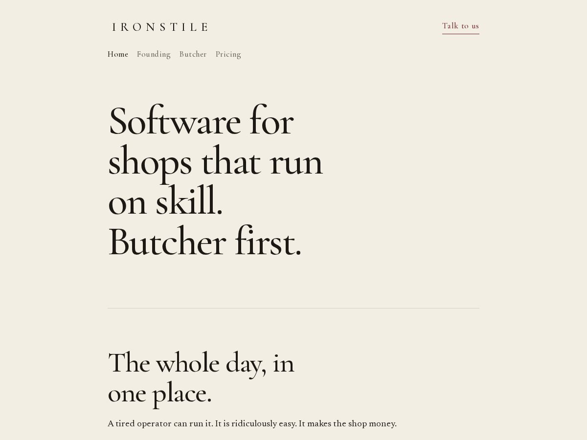 Landing-page snapshot of ironstile.com