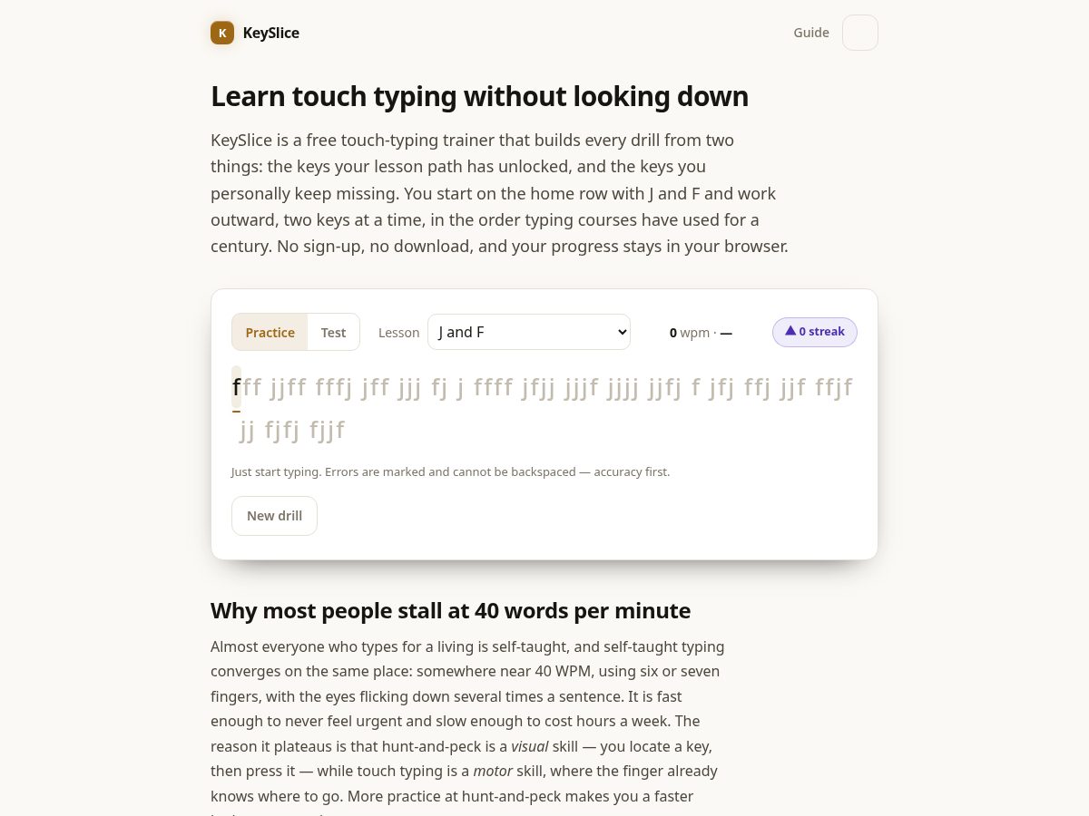Landing-page snapshot of keyslice.app