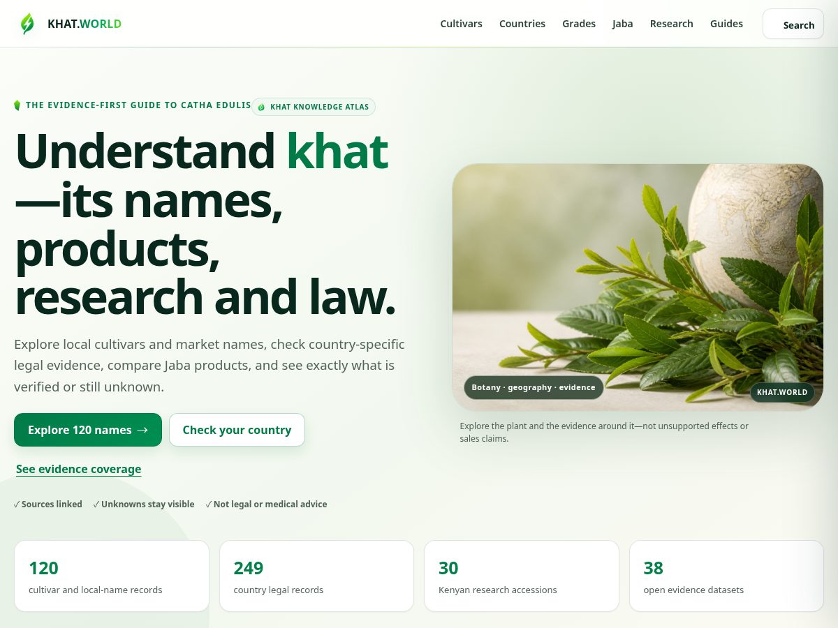 Landing-page snapshot of khat.world