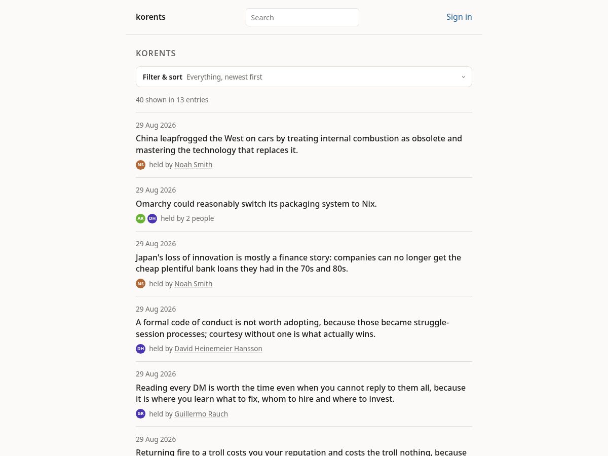 Landing-page snapshot of korents.com