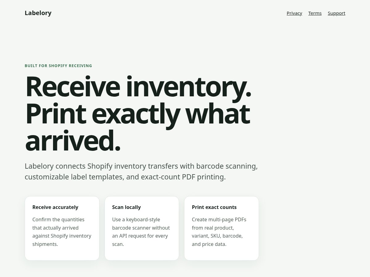 Landing-page snapshot of labelory.com