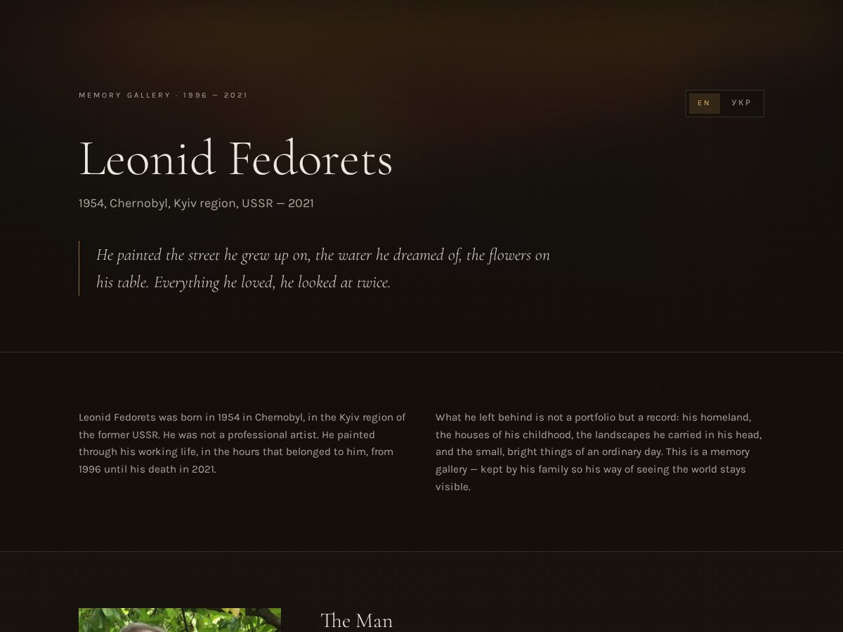 Landing-page snapshot of leonidfedorets.org