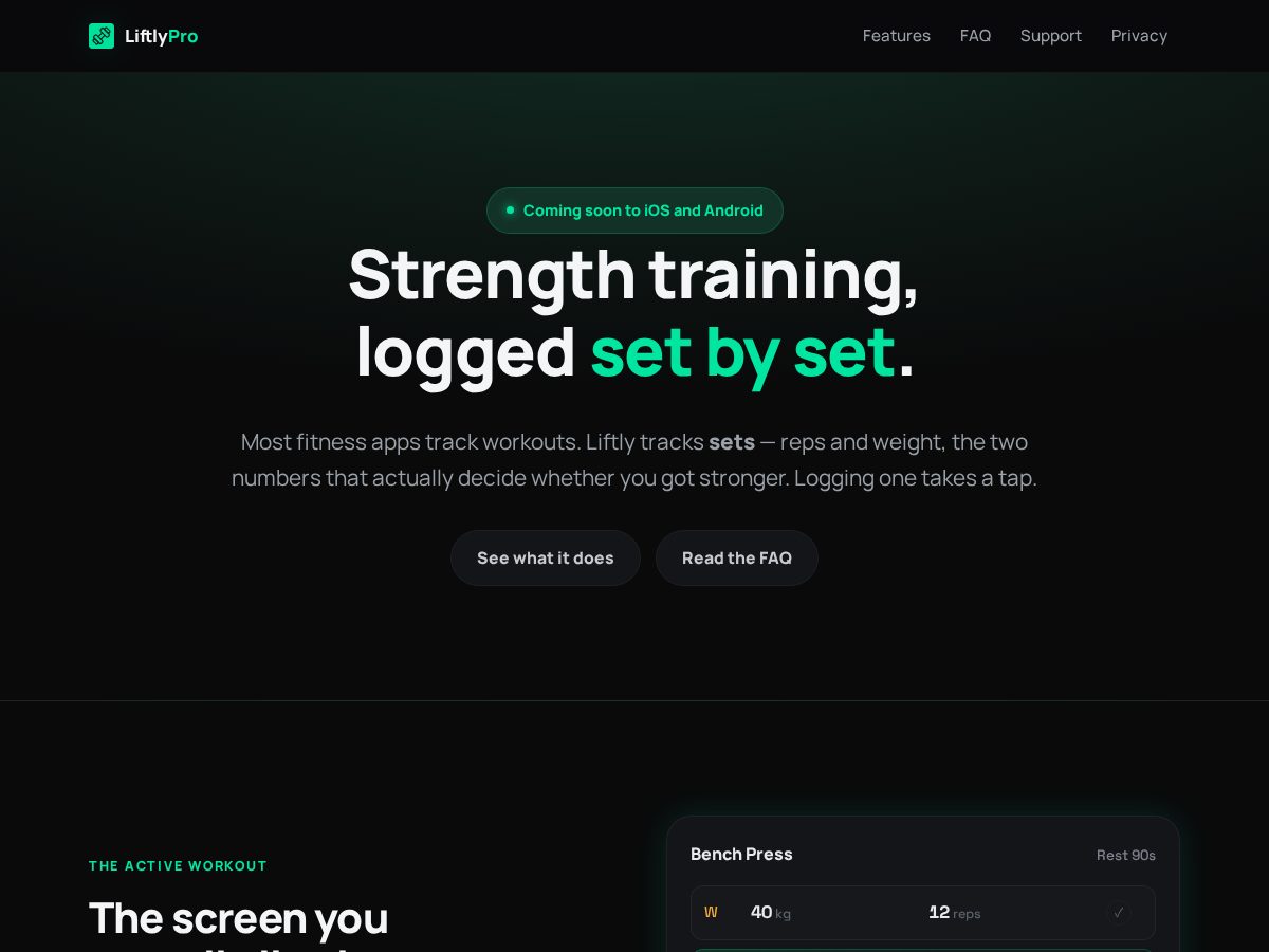 Landing-page snapshot of liftlypro.com