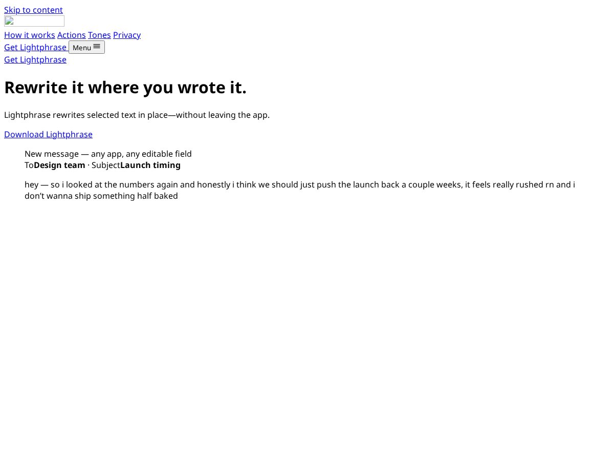 Landing-page snapshot of lightphrase.com