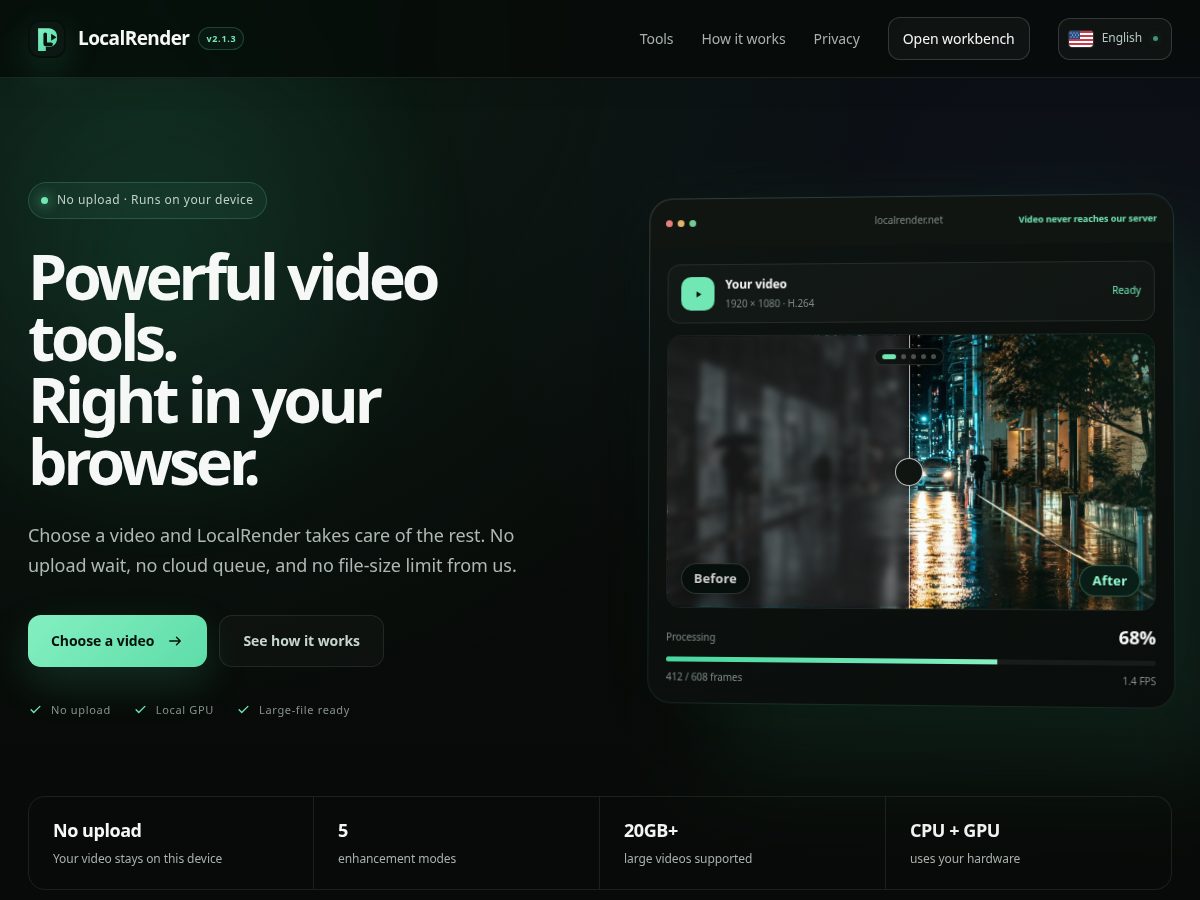 Landing-page snapshot of localrender.net