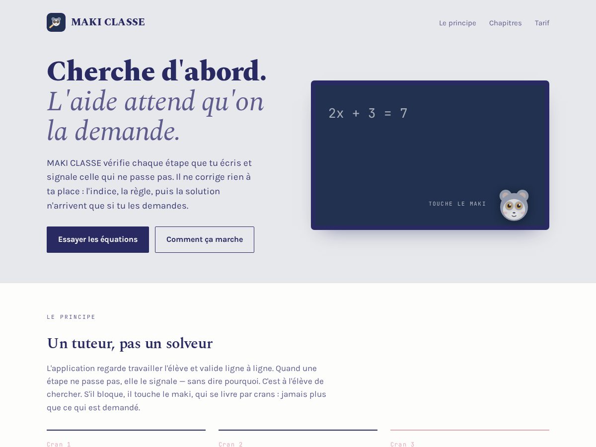Landing-page snapshot of makiclasse.com