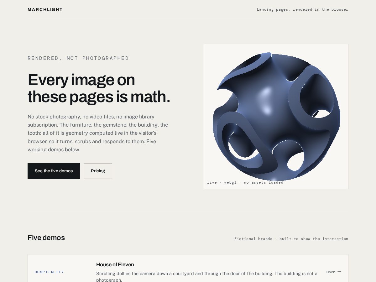 Landing-page snapshot of marchlight.pro