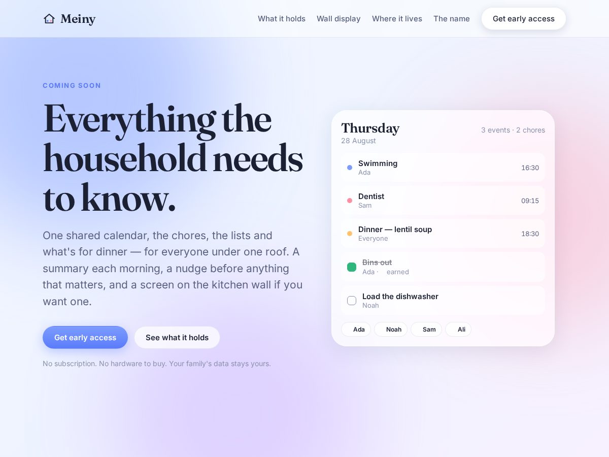 Landing-page snapshot of meiny.app