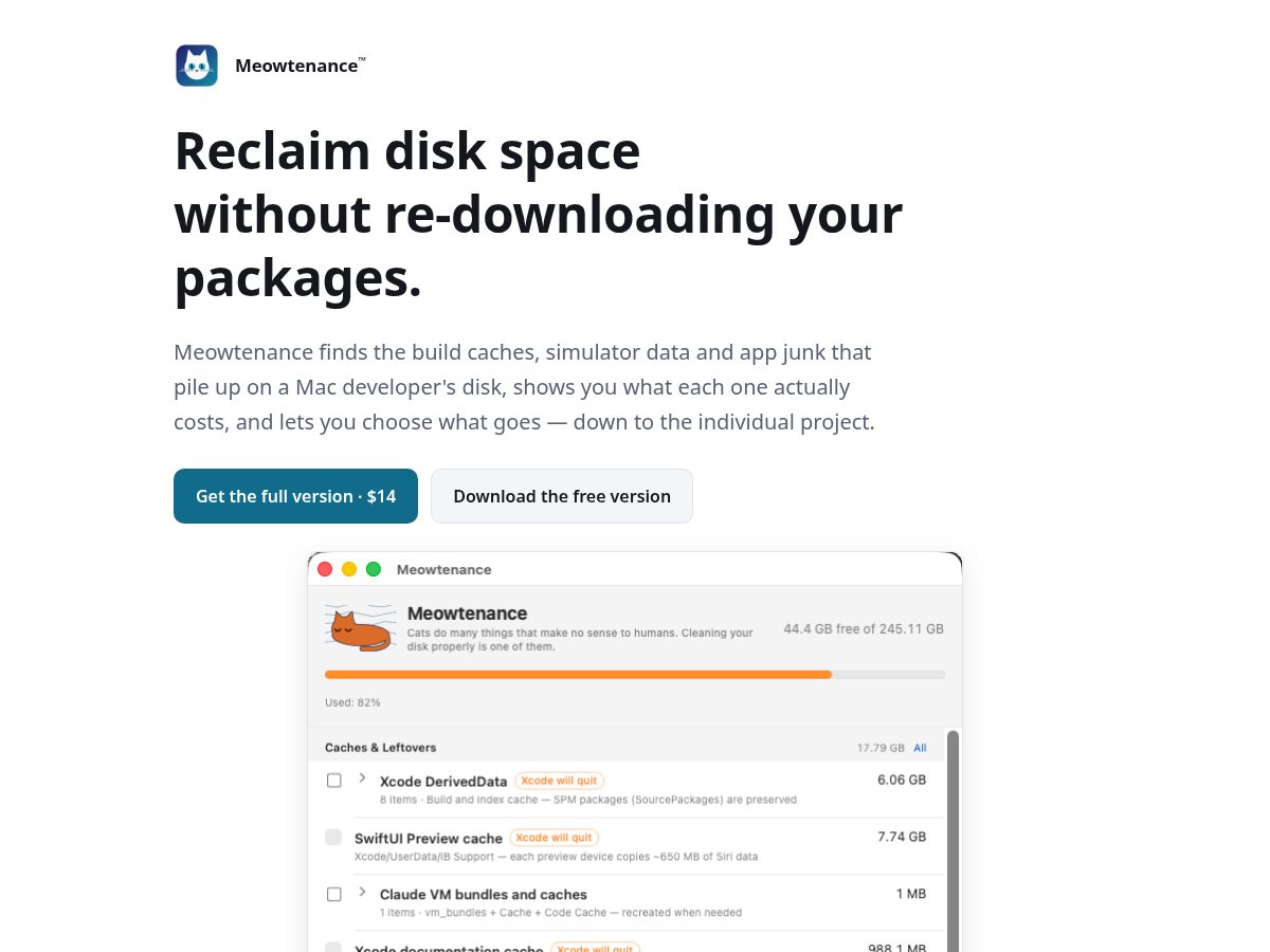 Landing-page snapshot of meowtenance.app